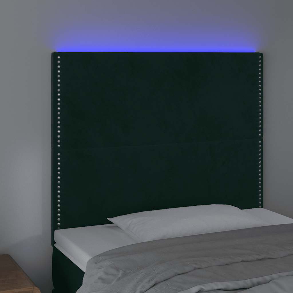 LED Kopfteil Dunkelgrün 100x5x118/128 cm Samt