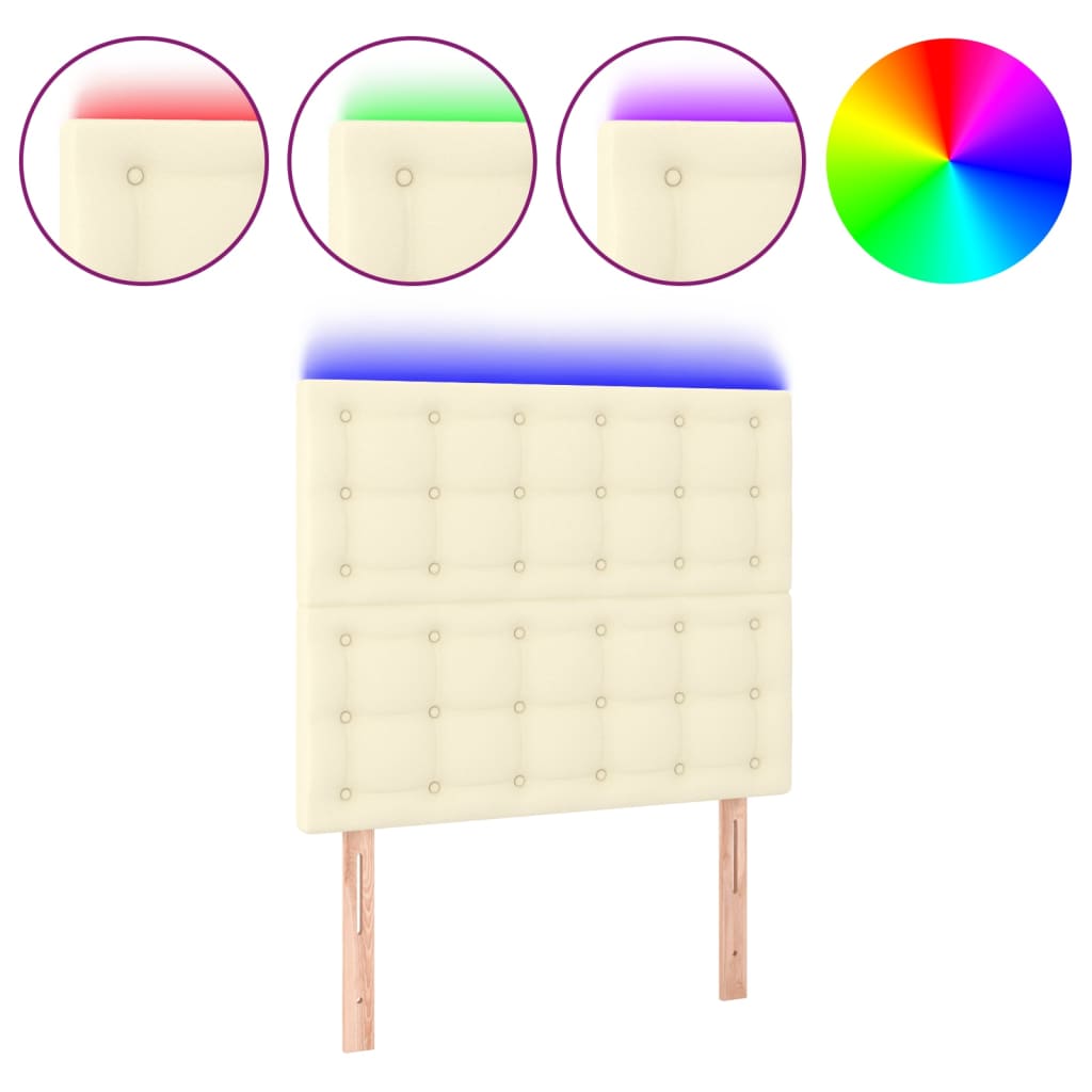 LED Kopfteil Creme 100x5x118/128 cm Kunstleder