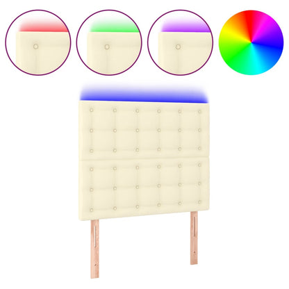 LED Kopfteil Creme 100x5x118/128 cm Kunstleder
