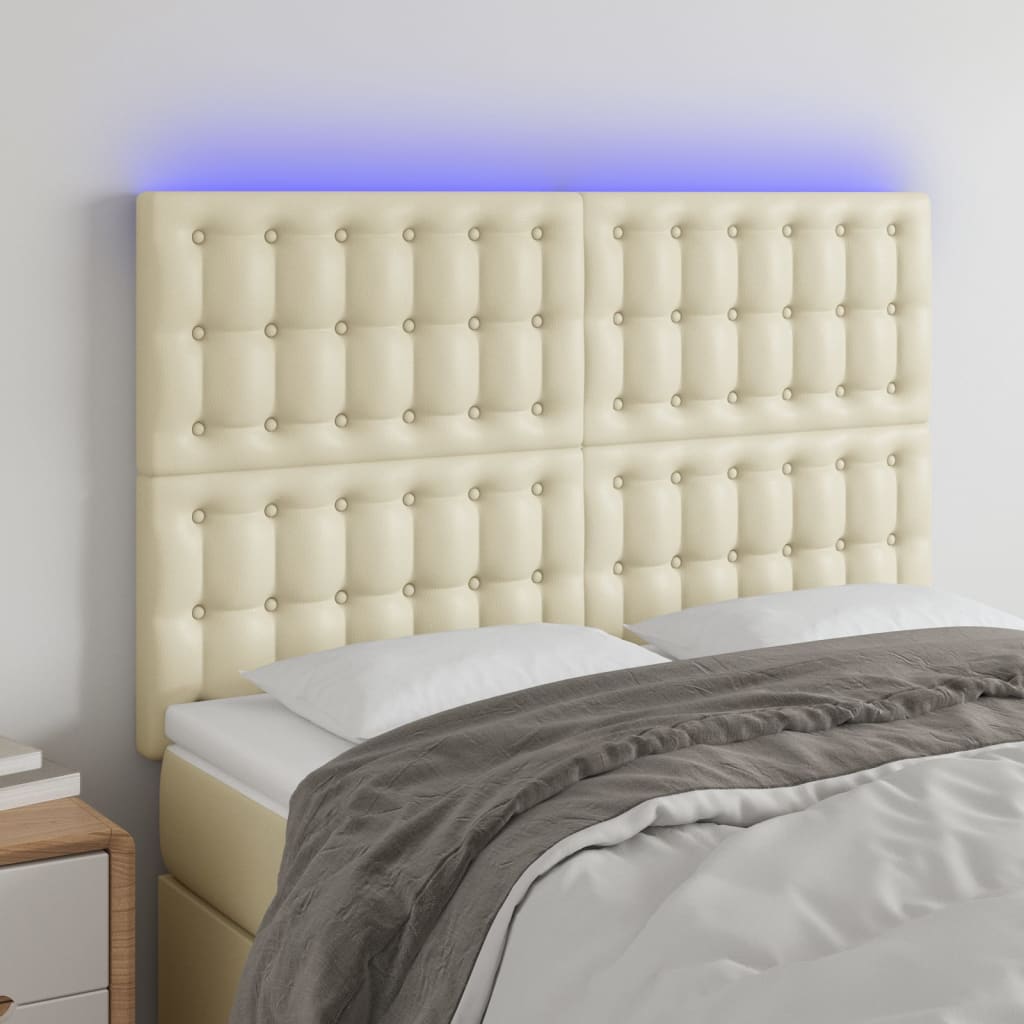 LED Kopfteil Creme 144x5x118/128 cm Kunstleder