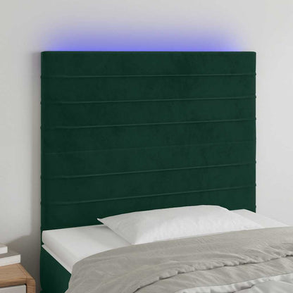 LED Kopfteil Dunkelgrün 80x5x118/128 cm Samt
