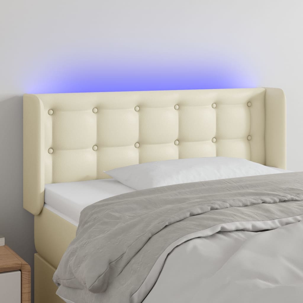 LED Kopfteil Creme 93x16x78/88 cm Kunstleder