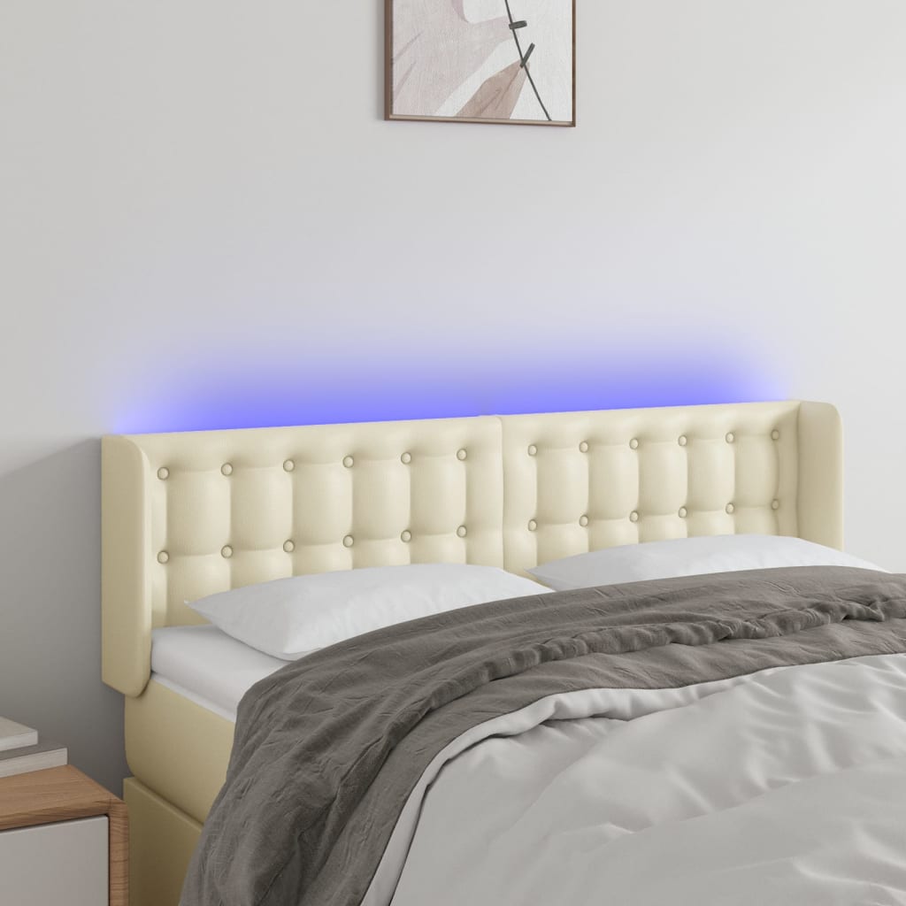LED Kopfteil Creme 147x16x78/88 cm Kunstleder