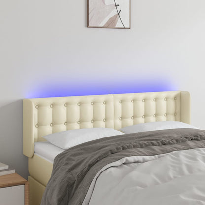 LED Kopfteil Creme 147x16x78/88 cm Kunstleder