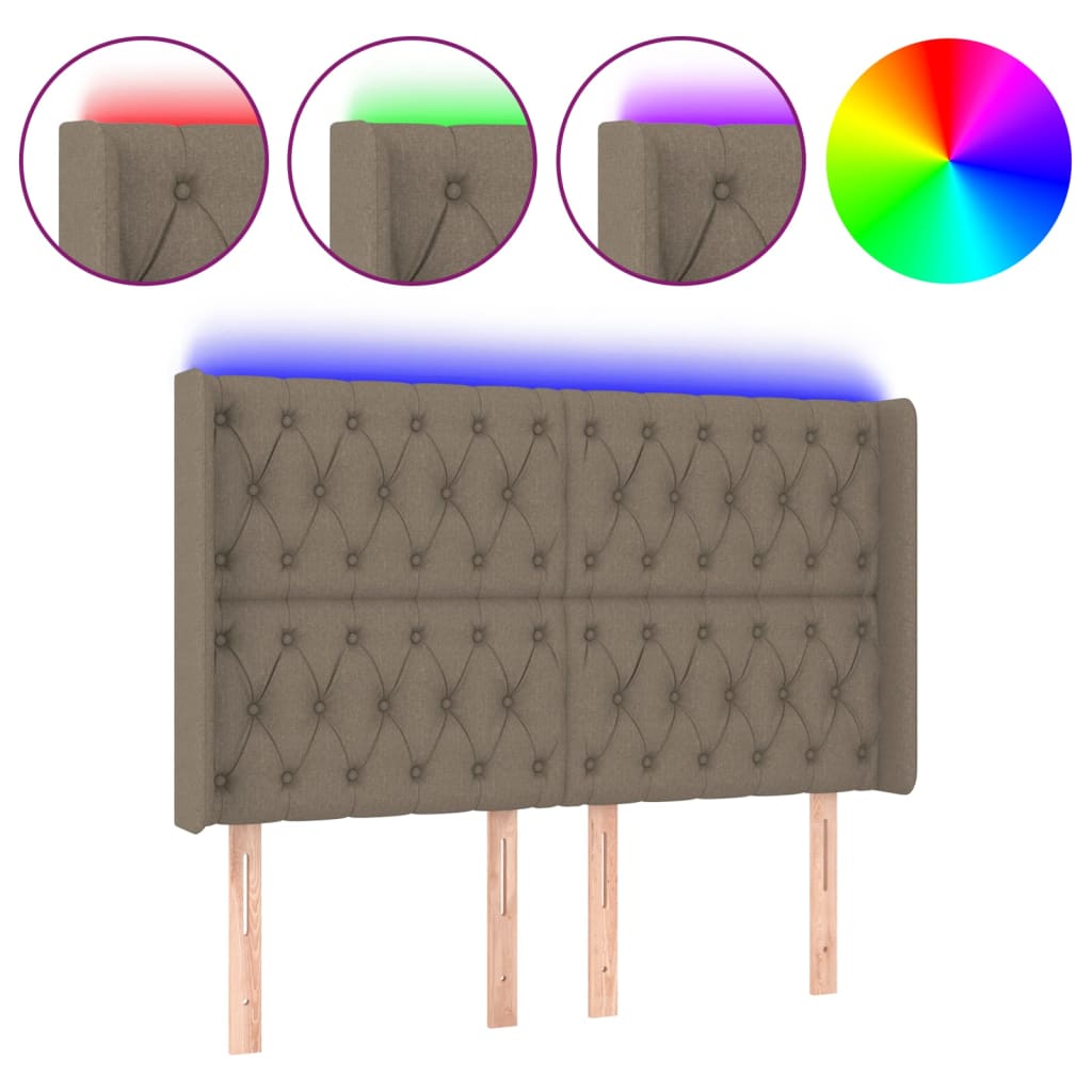 LED Kopfteil Taupe 163x16x118/128 cm Stoff