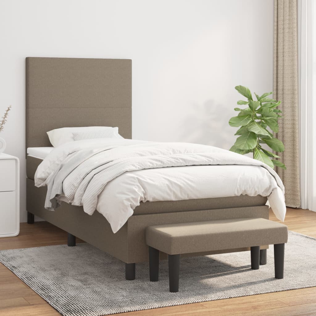 Boxspringbett mit Matratze Taupe 90x190 cm Stoff