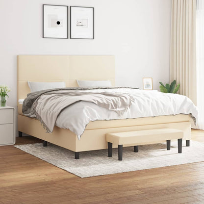 Boxspringbett mit Matratze Creme 180x200 cm Stoff