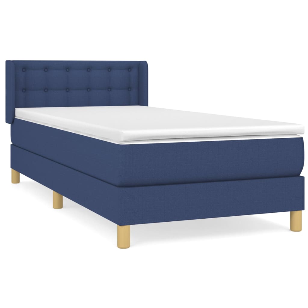 Boxspringbett mit Matratze Blau 80x200 cm Stoff