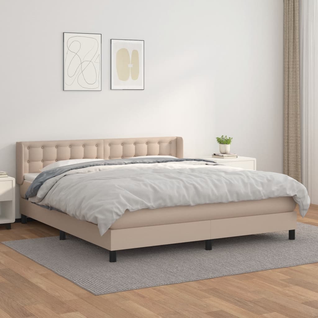 Boxspringbett Matratze Cappuccino-Braun 160x200 cm Kunstleder