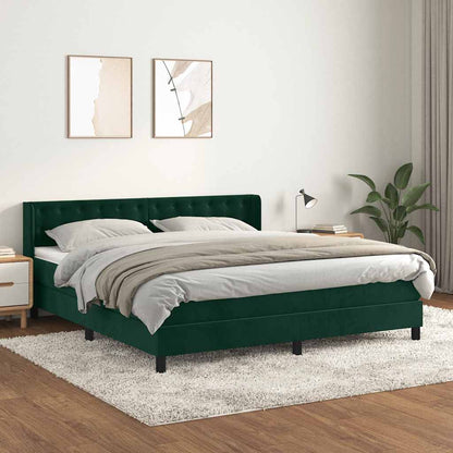 Boxspringbett mit Matratze Dunkelgrün 180x200 cm Samt