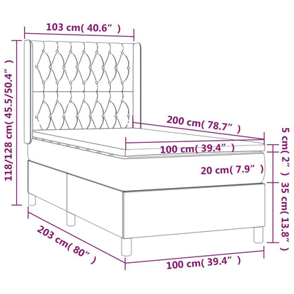 Boxspringbett mit Matratze Creme 100x200 cm Stoff