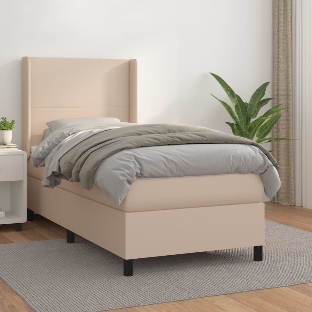 Boxspringbett mit Matratze Cappuccino-Braun 90x190cm Kunstleder