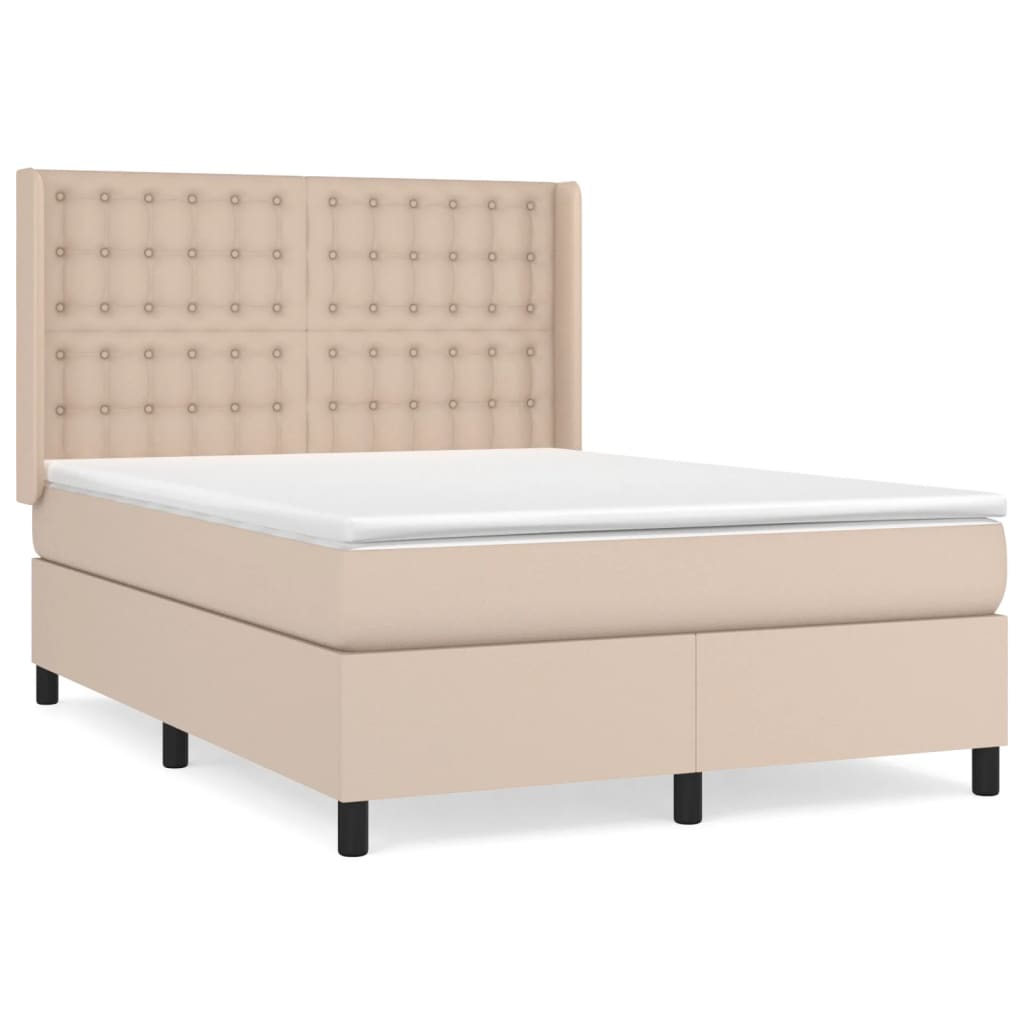 Boxspringbett Matratze Cappuccino-Braun 140x190cm Kunstleder