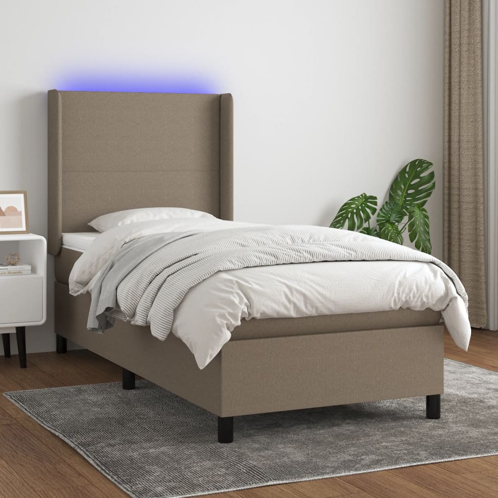 Boxspringbett mit Matratze & LED Taupe 80x200 cm Stoff
