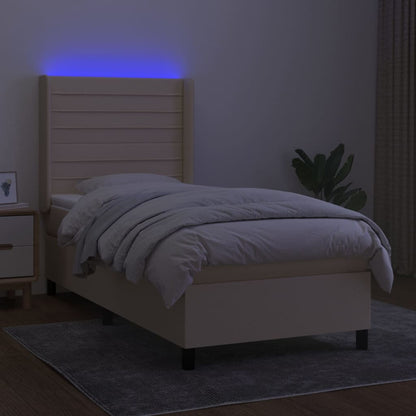 Boxspringbett mit Matratze & LED Creme 80x200 cm Stoff