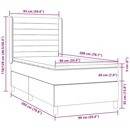 Boxspringbett mit Matratze & LED Dunkelbraun 90x200 cm Stoff