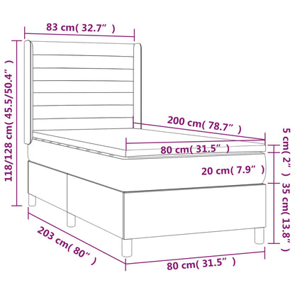 Boxspringbett mit Matratze & LED Creme 80x200 cm Stoff