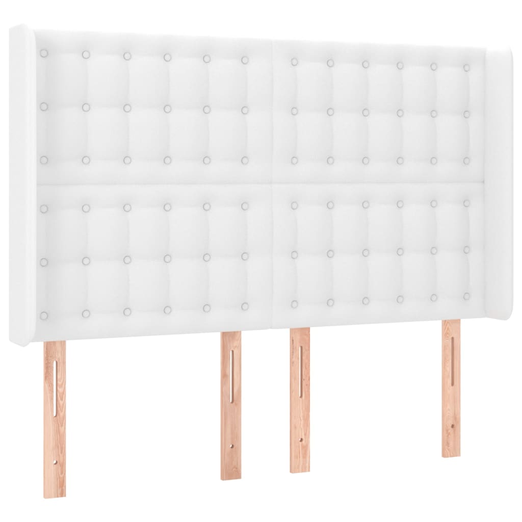 Boxspringbett mit Matratze & LED Weiß 140x190 cm Kunstleder