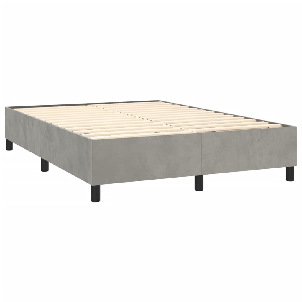 Boxspringbett mit Matratze & LED Hellgrau 140x190 cm Samt