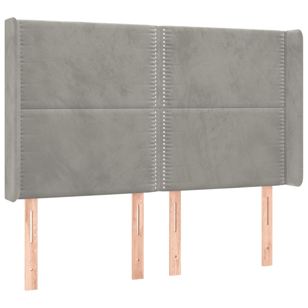 Boxspringbett mit Matratze & LED Hellgrau 140x190 cm Samt