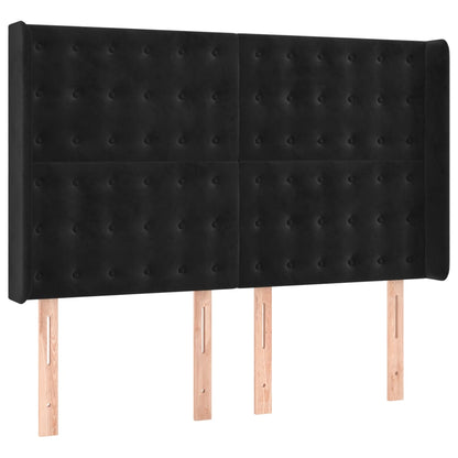 Boxspringbett mit Matratze & LED Schwarz 140x200 cm Samt