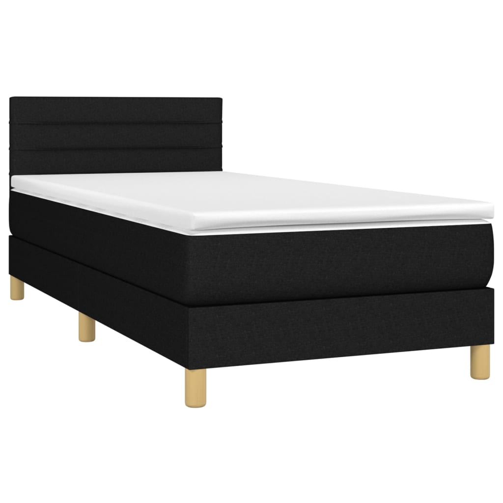 Boxspringbett mit Matratze & LED Schwarz 100x200 cm Stoff