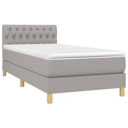 Boxspringbett mit Matratze & LED Hellgrau 100x200 cm Stoff