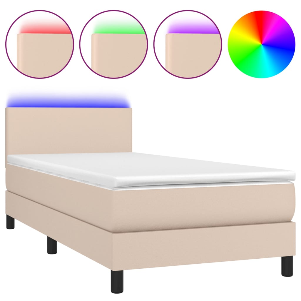 Boxspringbett mit Matratze & LED Cappuccino-Braun 90x190cm