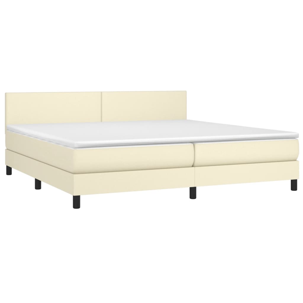 Boxspringbett mit Matratze & LED Creme 200x200 cm Kunstleder