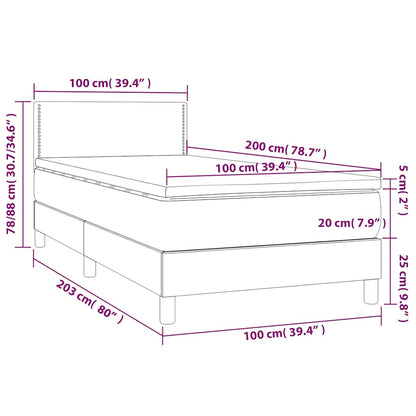 Boxspringbett mit Matratze & LED Dunkelblau 100x200 cm Samt