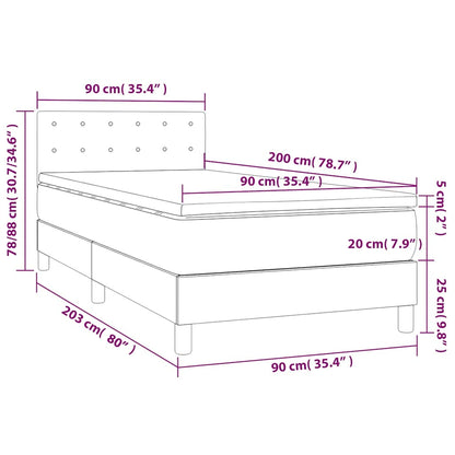 Boxspringbett mit Matratze & LED Dunkelgrün 90x200 cm Samt