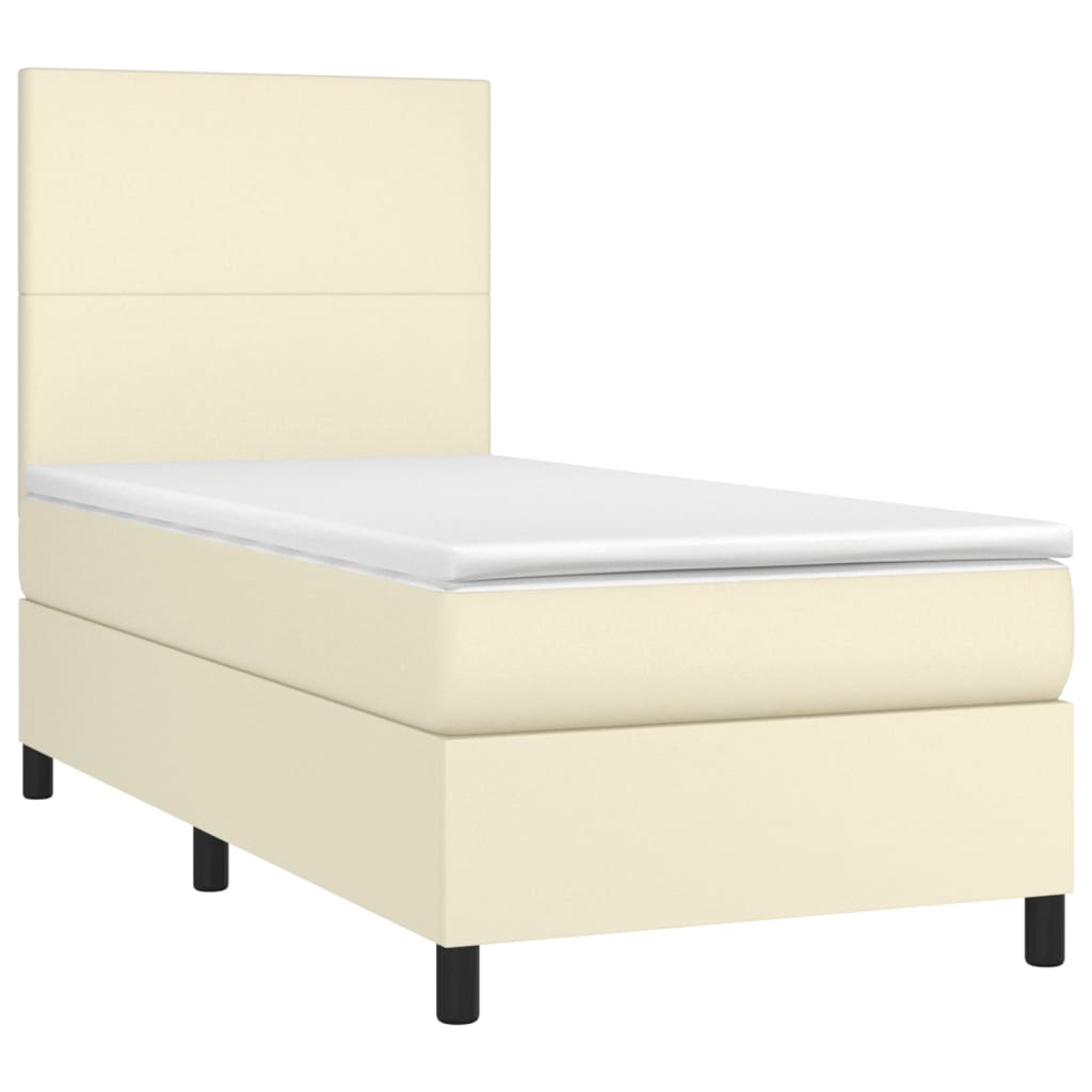 Boxspringbett mit Matratze & LED Creme 100x200 cm Kunstleder
