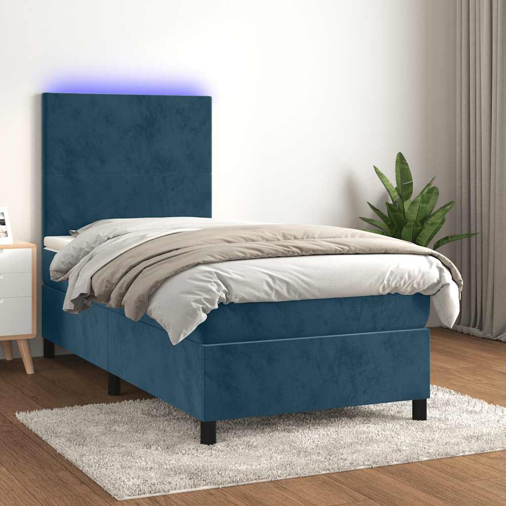Boxspringbett mit Matratze & LED Dunkelblau 80x200 cm Samt