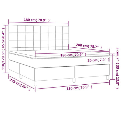 Boxspringbett mit Matratze & LED Dunkelblau 180x200 cm Samt