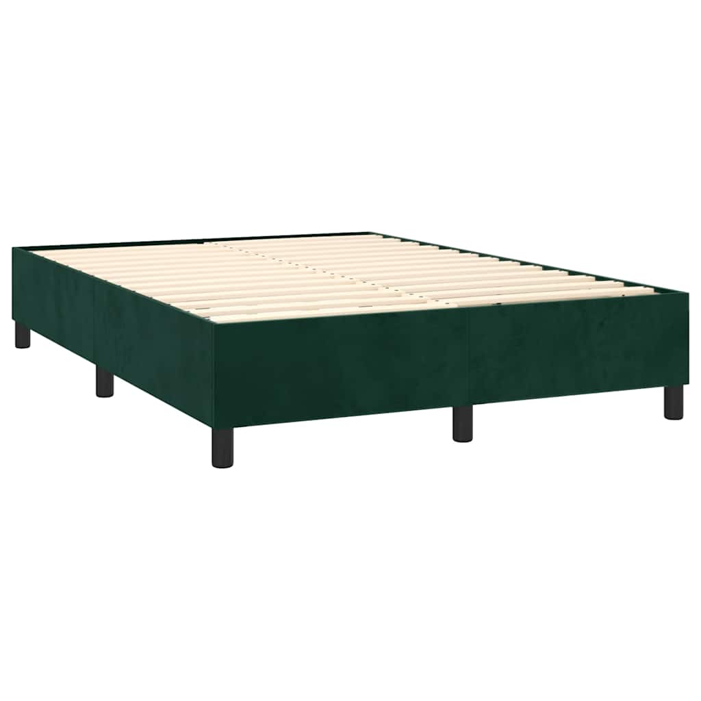 Boxspringbett mit Matratze & LED Dunkelgrün 140x200 cm Samt