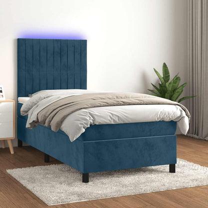 Boxspringbett mit Matratze & LED Dunkelblau 90x190 cm Samt