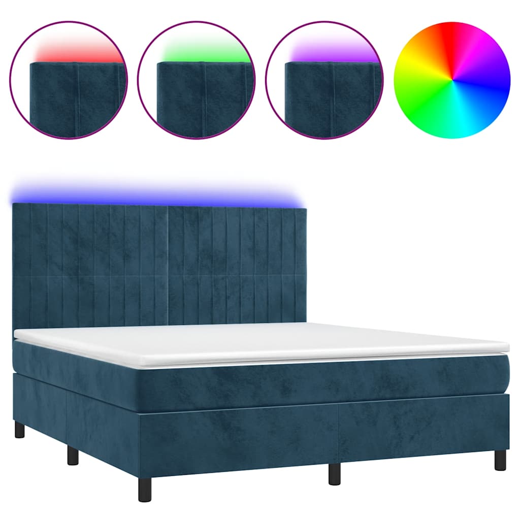 Boxspringbett mit Matratze & LED Dunkelblau 160x200 cm Samt