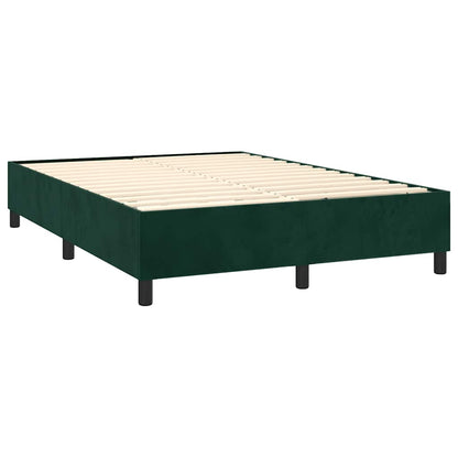 Boxspringbett mit Matratze & LED Dunkelgrün 140x200 cm Samt