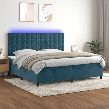 Boxspringbett mit Matratze & LED Dunkelblau 200x200 cm Samt