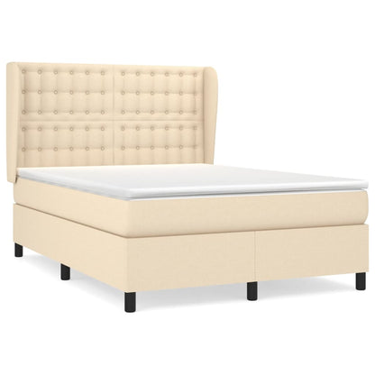 Boxspringbett mit Matratze Creme 140x190 cm Stoff