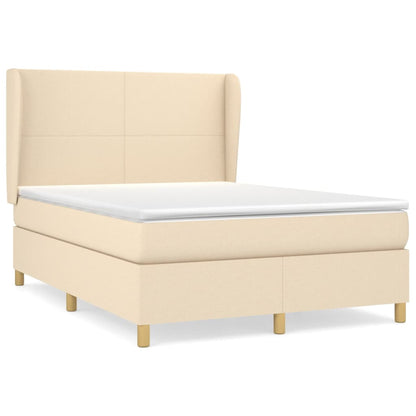 Boxspringbett mit Matratze Creme 140x190 cm Stoff