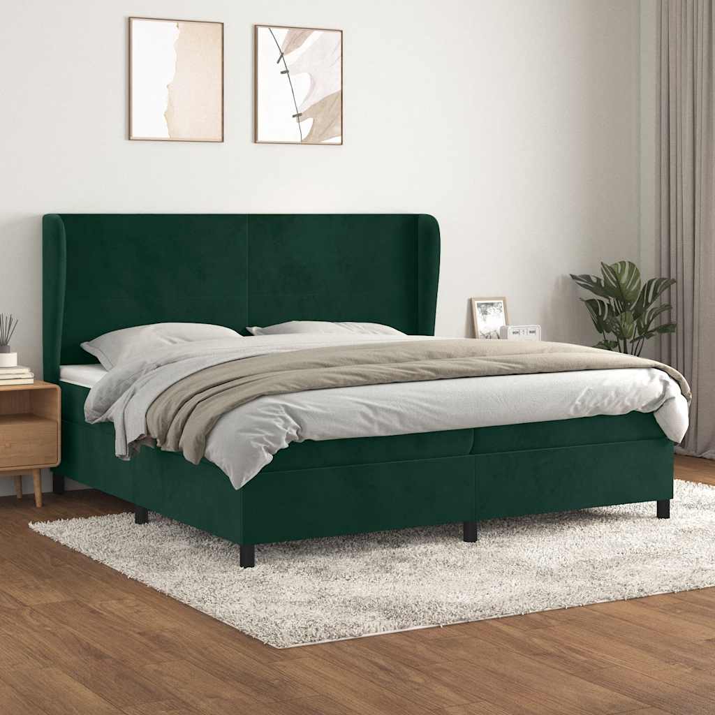 Boxspringbett mit Matratze Dunkelgrün 200x200 cm Samt