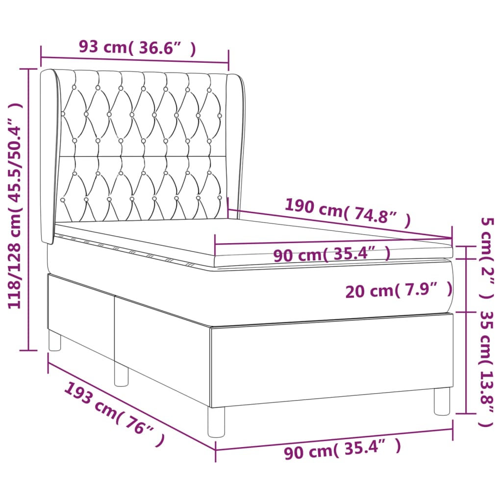 Boxspringbett mit Matratze Rosa 90x190 cm Samt