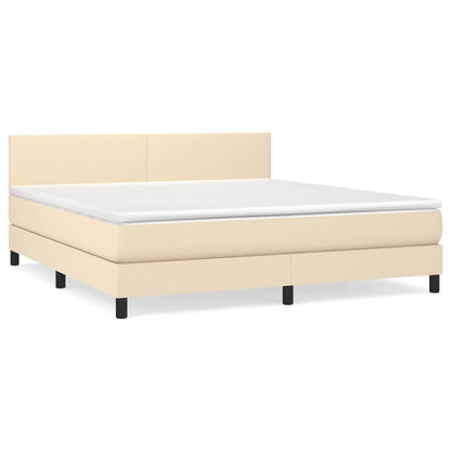 Boxspringbett mit Matratze Creme 180x200 cm Stoff
