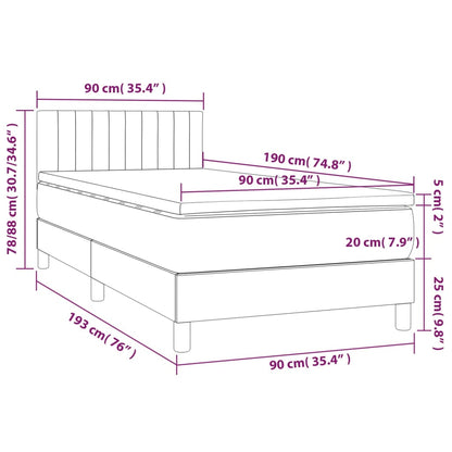 Boxspringbett mit Matratze Dunkelgrau 90x190 cm Stoff