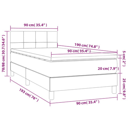 Boxspringbett mit Matratze Dunkelgrau 90x190 cm Stoff
