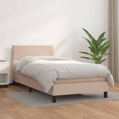 Boxspringbett mit Matratze Cappuccino-Braun 90x190cm Kunstleder