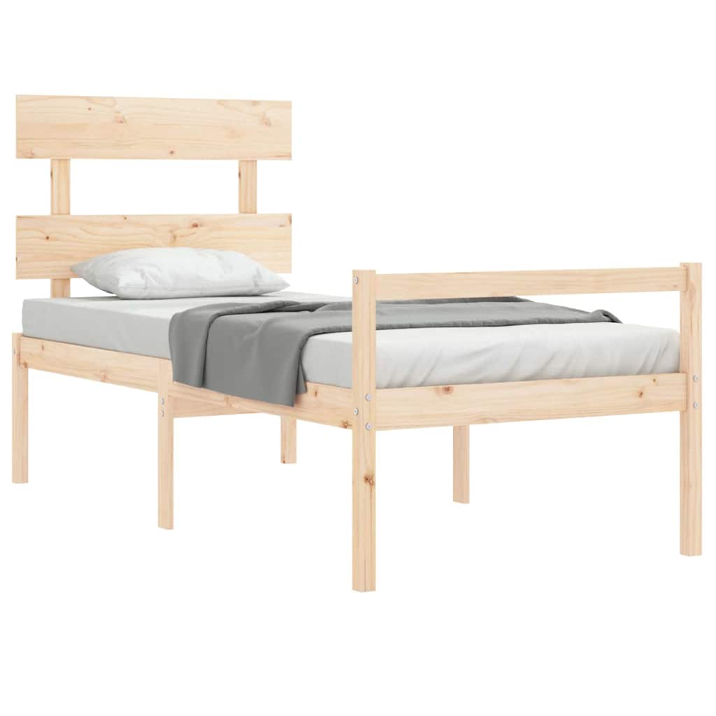 Seniorenbett mit Kopfteil Massivholz