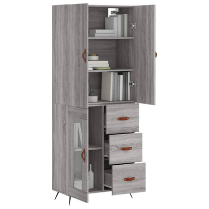 Highboard Grau Sonoma 69,5x34x180 cm Holzwerkstoff
