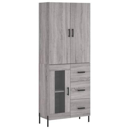 Highboard Grau Sonoma 69,5x34x180 cm Holzwerkstoff